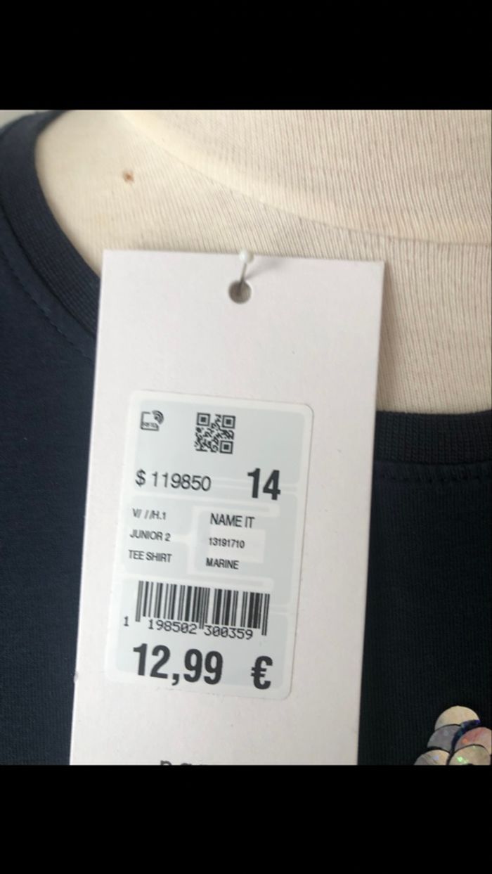 Tee  shirt bleu marine etoile sequins 14 ans  Name It - photo numéro 5