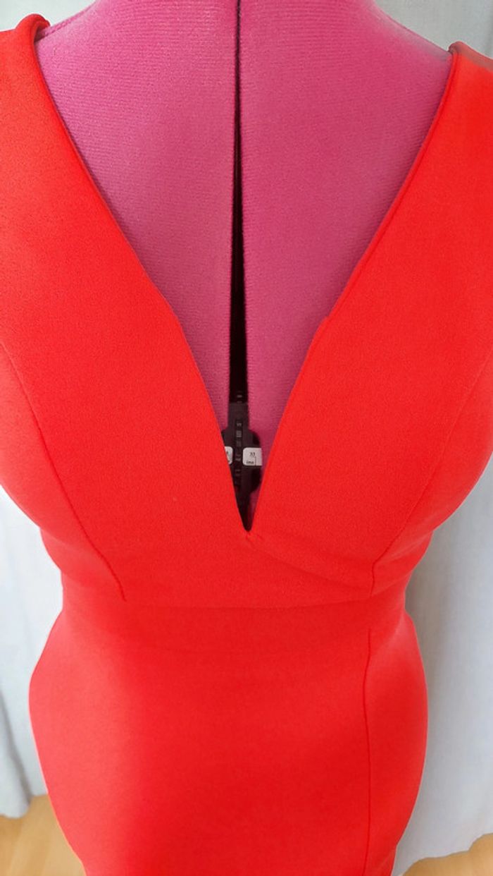 Robe Rouge Décolleté V et Fente Glam -taille S - WalGpetite - photo numéro 3