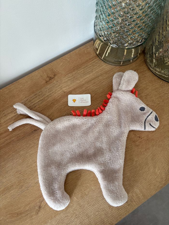 Doudou plat ane cheval marron beige orange