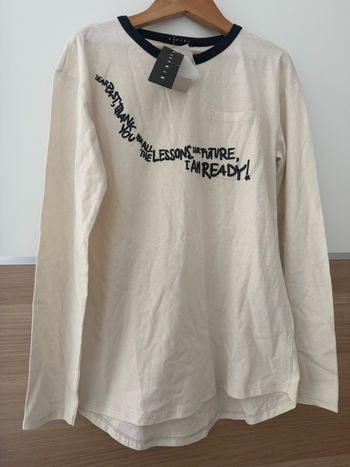 T-shirt manches longues sisley 11ans/150cm neuf avec étiquette beige noir