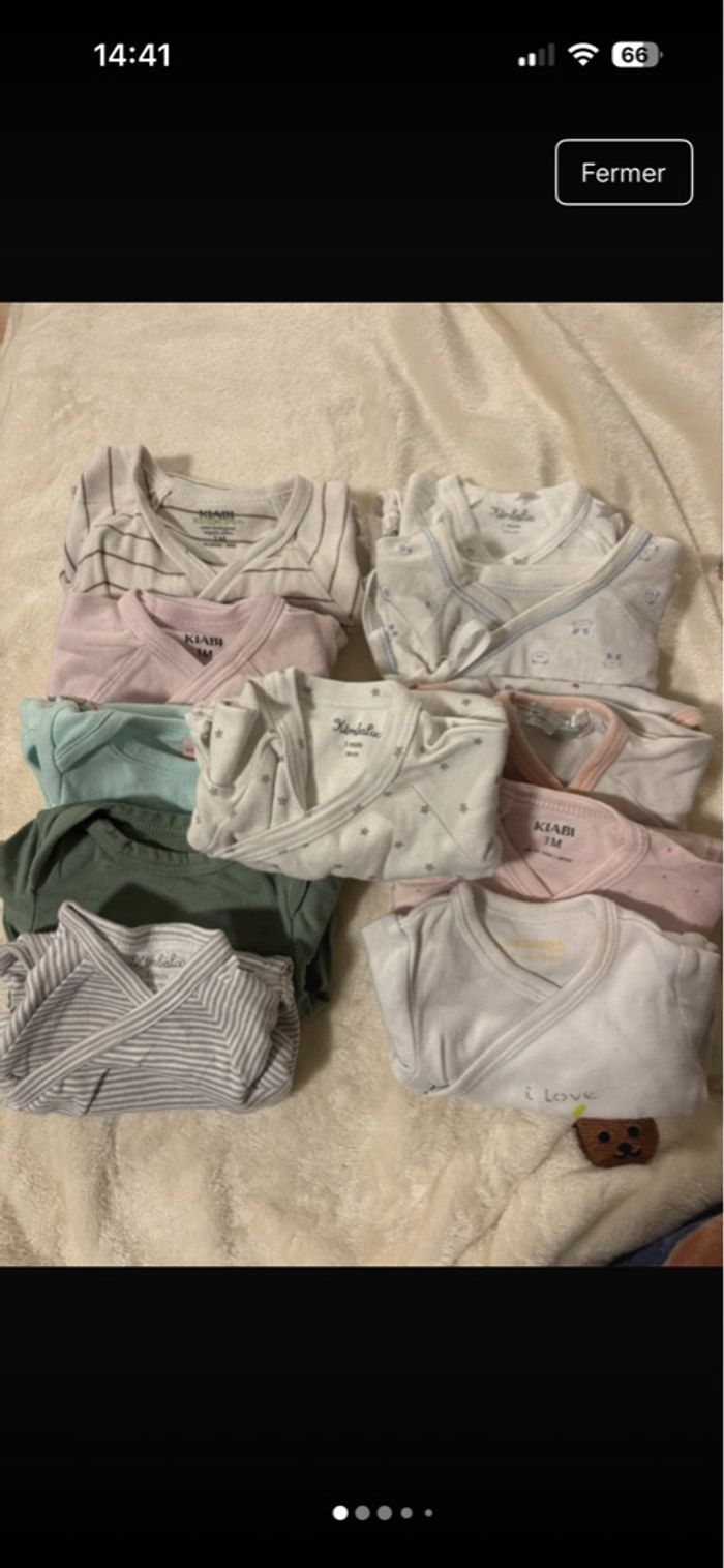 Lot de 12 bodys 1 mois