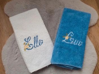 Lot de 2 serviettes bleue et blanche Elle et Lui La Redoute