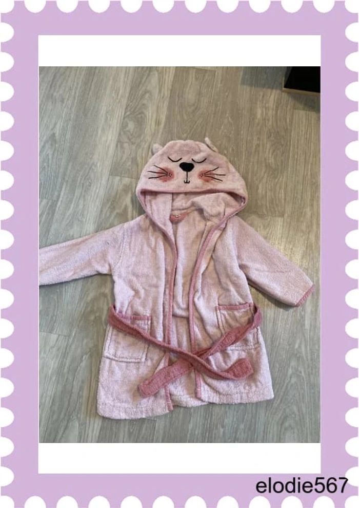 Peignoir de bain rose 18-24 mois