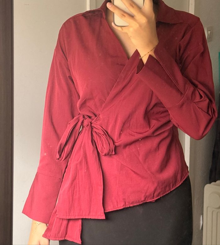 Chemise croisée bordeaux