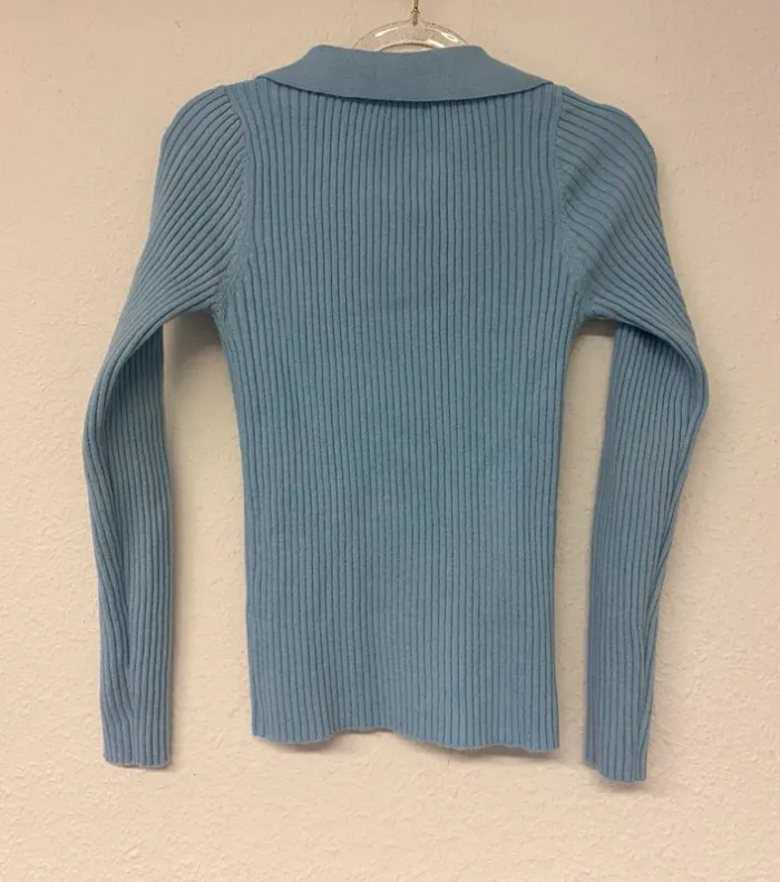 Pull bleu à col - photo numéro 2
