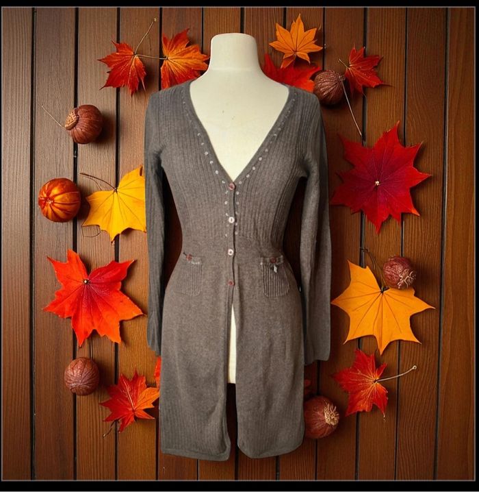Long Gillet cardigan marron river woods
