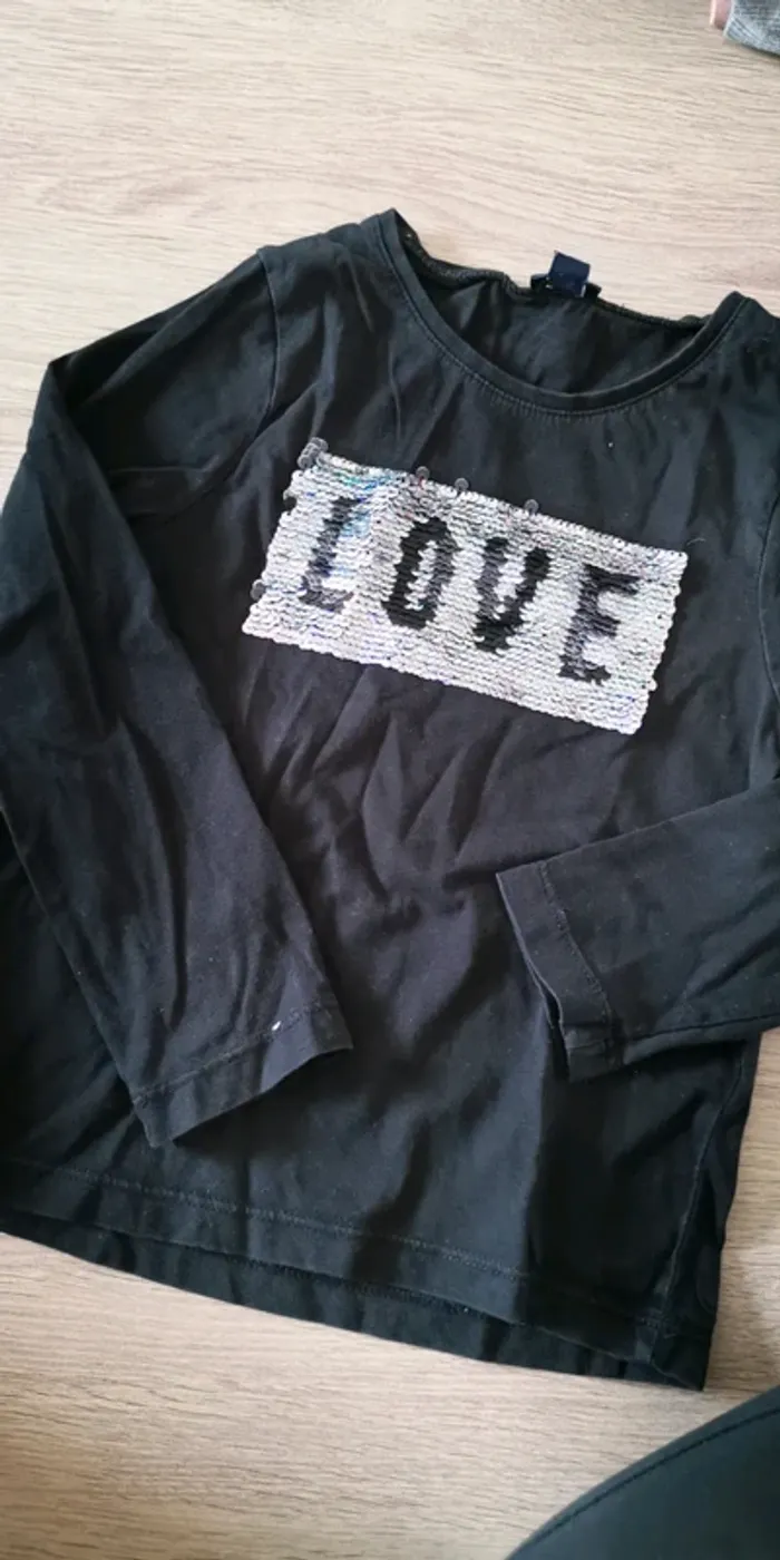 Pull fin manche longue a sequin reversible 4 ans - photo numéro 2