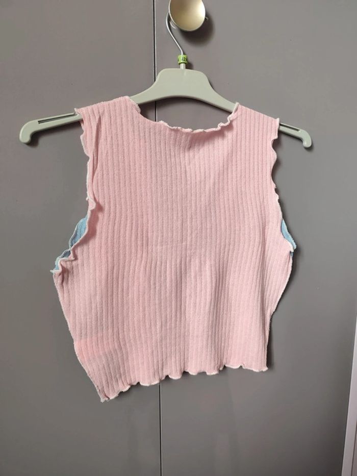 Crop top rose et bleu pastel 36 - photo numéro 2