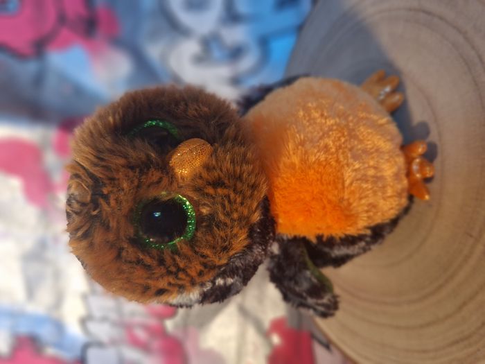 Peluche de collection Ty Beanie Midnight the Orange et Green Owl - photo numéro 8
