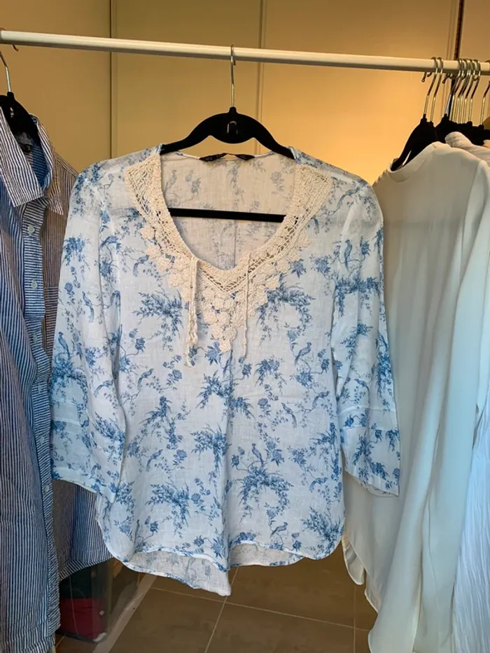 Chemisier Zara lin et coton taille M