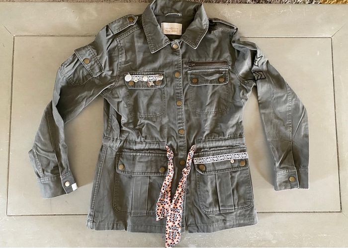 Veste style militaire kaki upcyclé taille 38 cache cache - photo numéro 11
