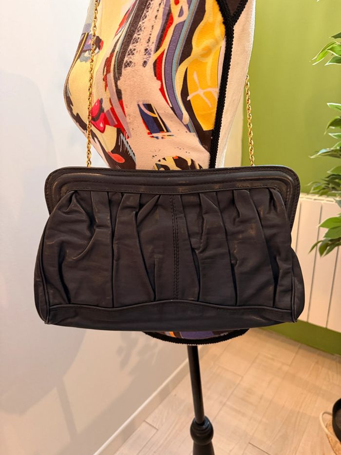 Sac en cuir bleu marine vintage