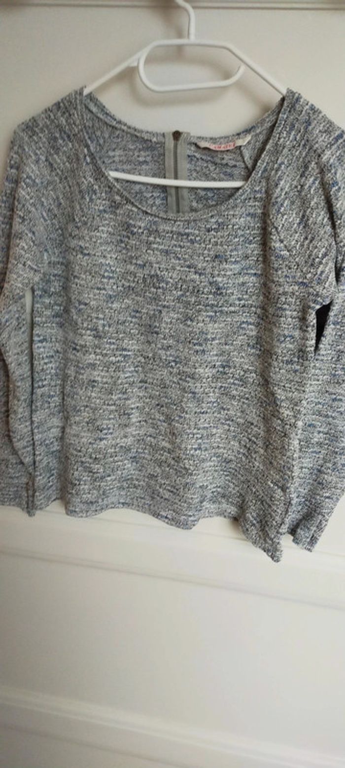Pull chiné bleu gris Camaïeu - photo numéro 2
