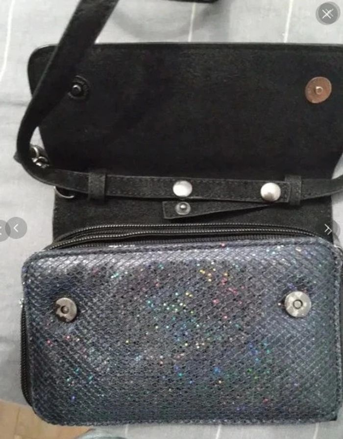 Petit sac de soirée bleu marine pailleté lollipops - photo numéro 4