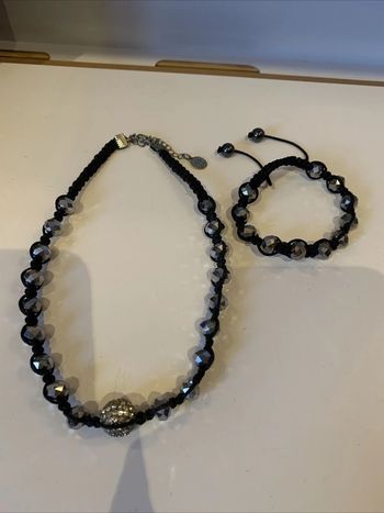 Parure Ensemble Bijoux Shamballa Collier Bracelet Reglables CC