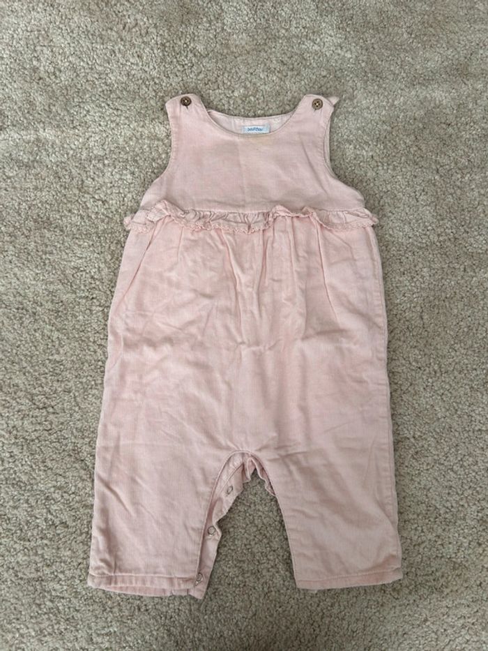 Joli salopette / combinaison sans manche en velours rose pale - boutchou - 9 mois