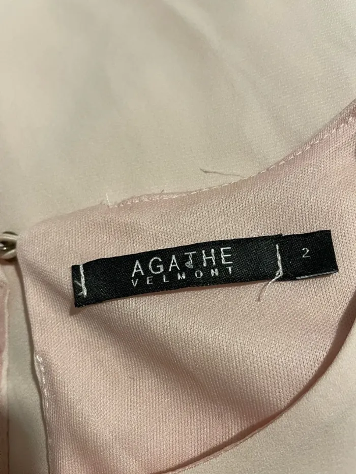 Blouse à manches courtes rose clair en voile doublé Agathe Velmont taille 38 - photo numéro 5