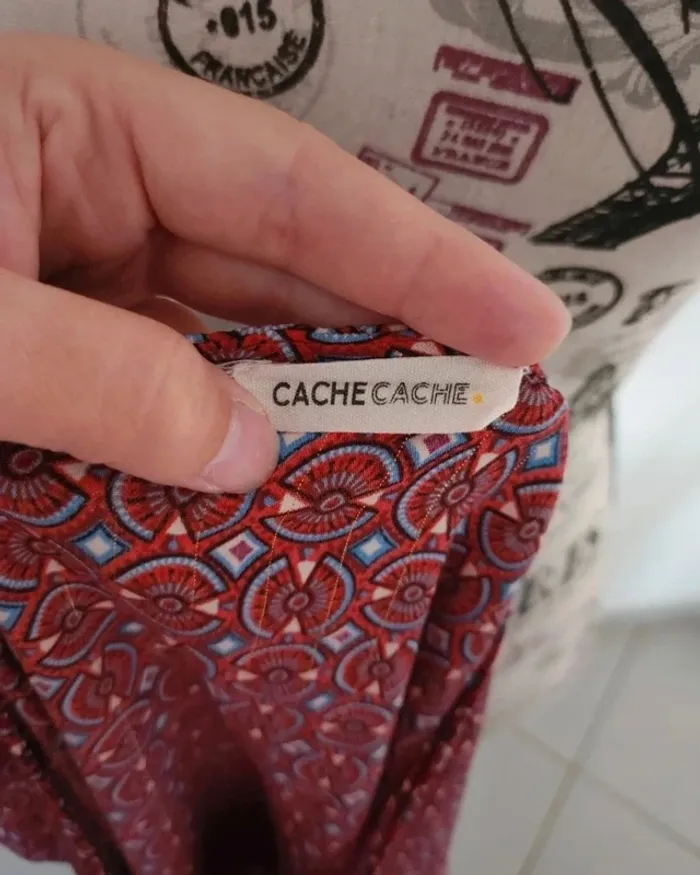 Robe Cache Cache fluide rouge à motifs géométriques de taille 36 - photo numéro 5