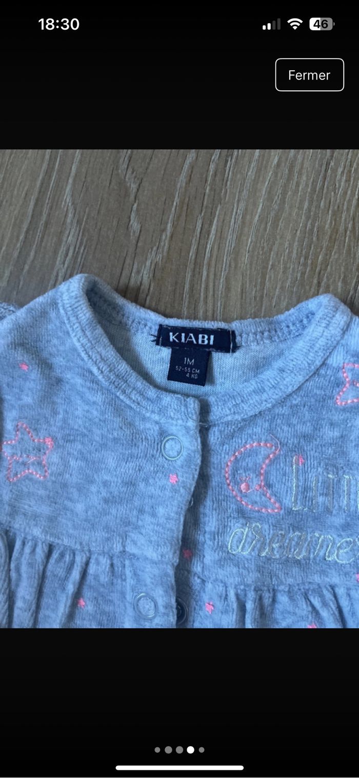 Lot 2 pyjamas velours kiabi 1mois - photo numéro 4