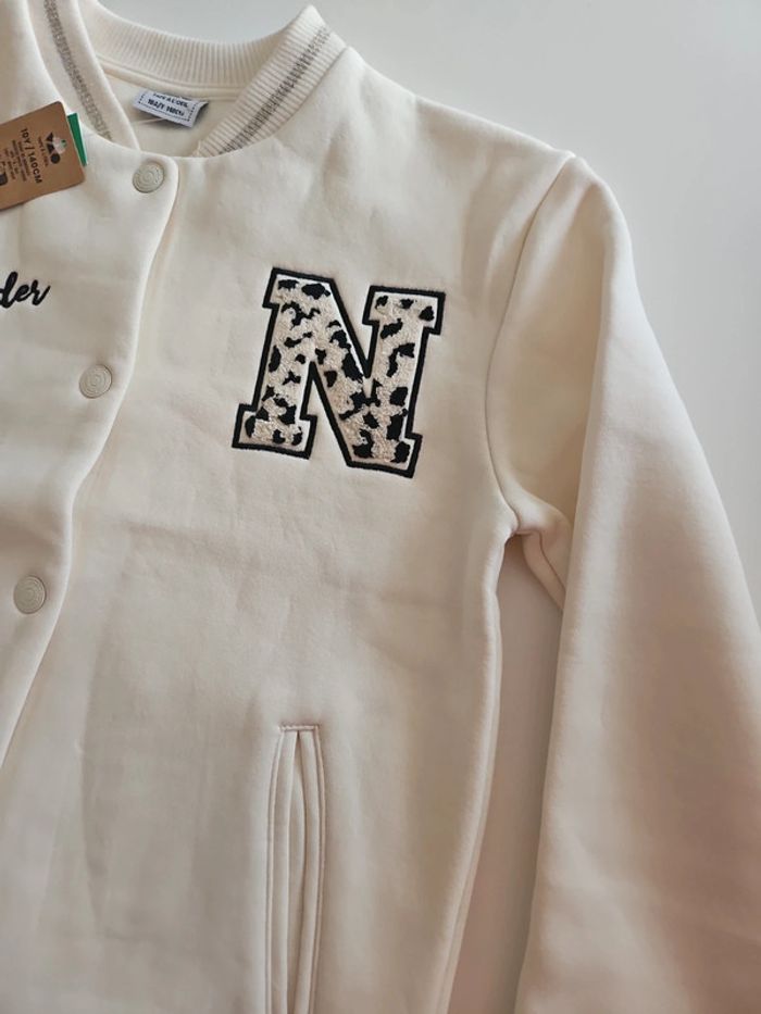 Veste Tape à l'oeil teddy fille écrue avec broderie léopard - photo numéro 4