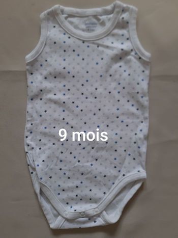 body blanc sans manches fille - étoiles - bout'chou - 9 mois