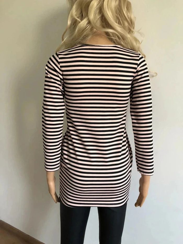Haut rayé rose clair et noir taille XS excellent état - photo numéro 8