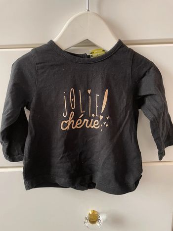 Tee shirt manche longue pull noir dorée fête 6 mois
