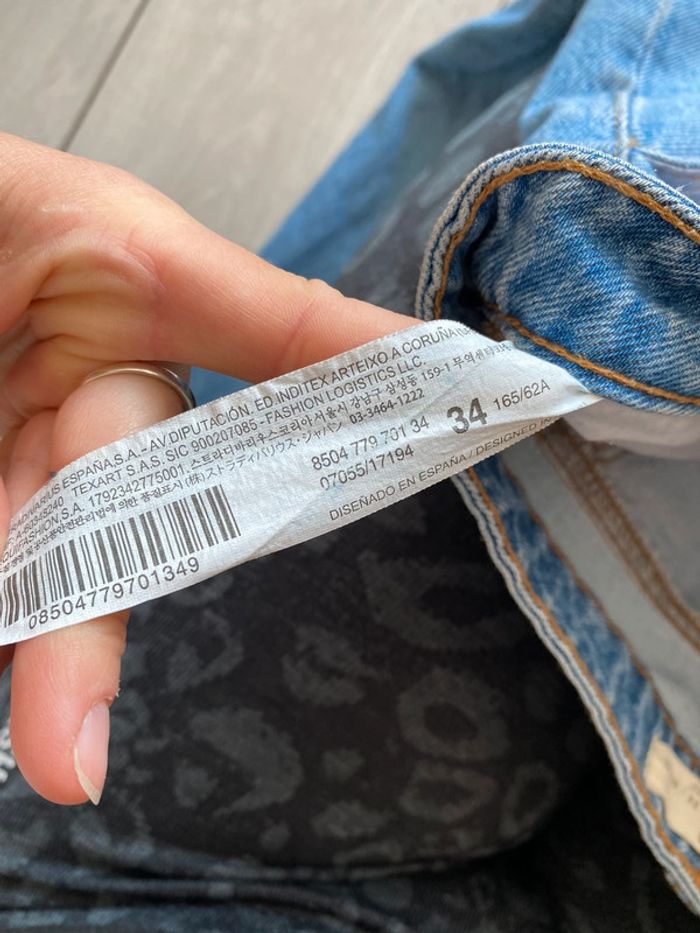 Jean taille haute Stradivarius taille 34 bicolore coupe droite - photo numéro 10