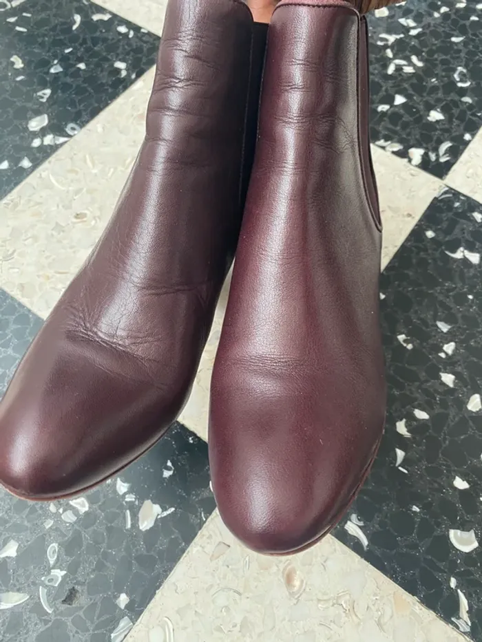 Bottines Minelli bordeaux cuir – T41 – talon moyen - photo numéro 3
