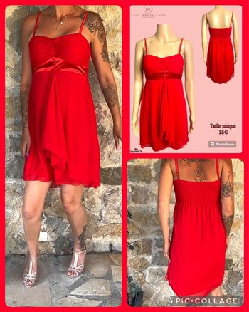 ❤️ ROBE ROUGE BRETELLES – MARQUE NON PRÉCISÉE – TAILLE UNIQUE – SOLDÉE -70% ❤️