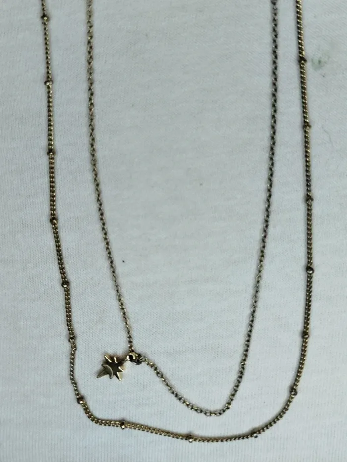 Collier constellation - LC - Médaille avec cœur et étoile double chaîne - photo numéro 3