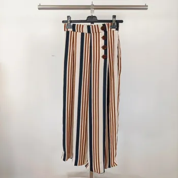 Pantalon Palazzo à rayures noires et marron, boutons à l'avant - XS Zara - A317