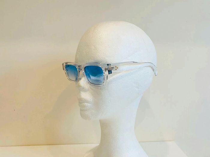 Lunette de soleil mixte transparente verres bleus dégradés transparents UV protection catégorie 1 - photo numéro 2