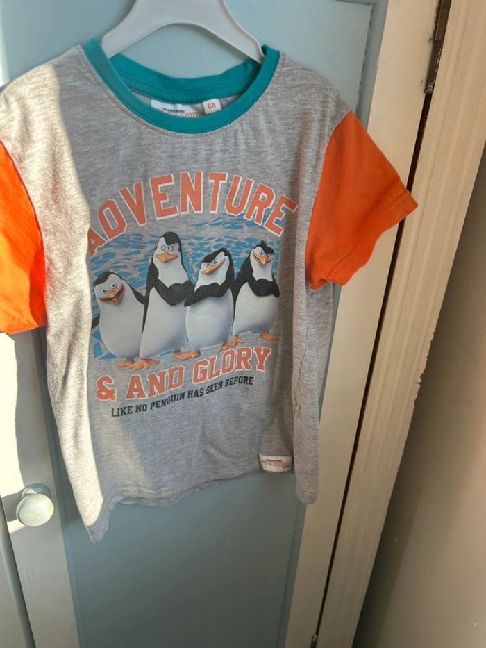 Tee shirt gris les pingouins , 6 ans