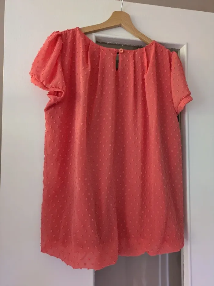 Magnifique haut blouse bouffante corail Armand Thiery taille 42/44 - photo numéro 3