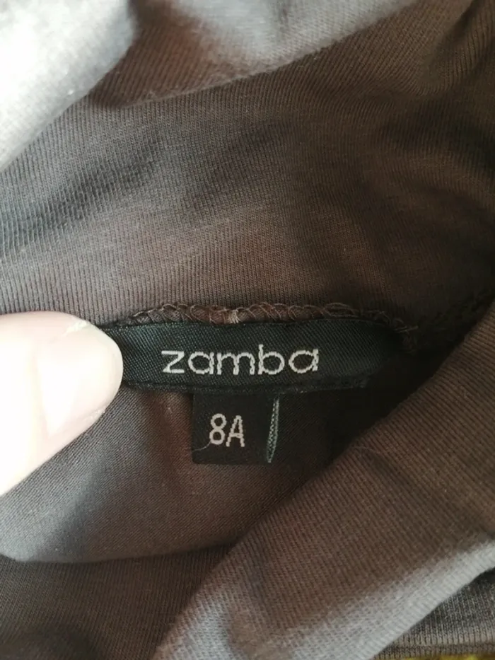Pull vert en maille tressée sans manches et sous pull marron / zamba / (8ans) - photo numéro 7