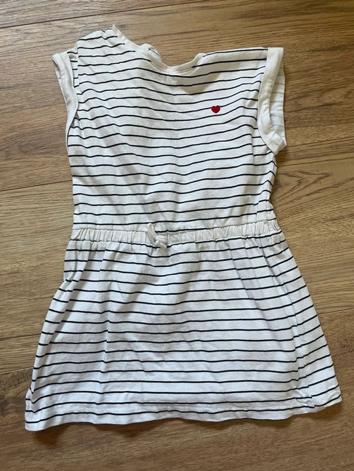 Robe marinière détail cœur rouge 18 mois