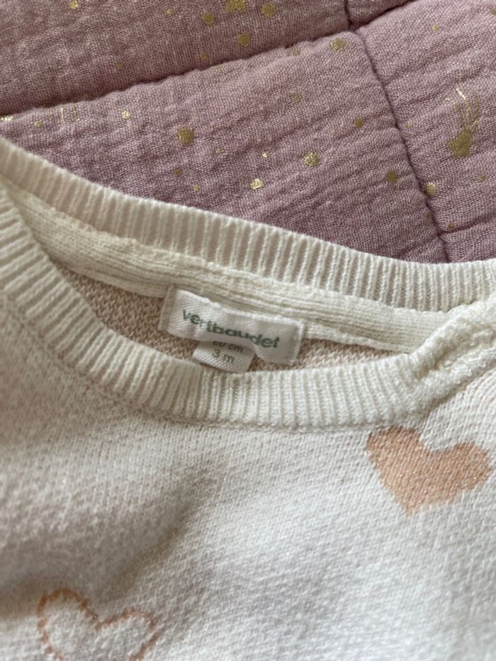 Pull fin neuf fille Vertbaudet taille 3 mois - photo numéro 3