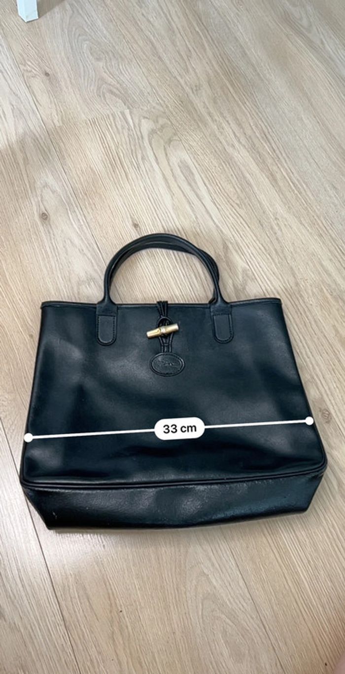 Sac à main Longchamp vintage en cuir noir - photo numéro 5