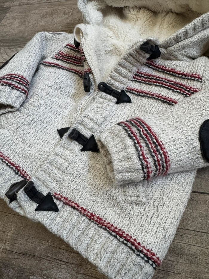 🌺Polaire veste capuche pilou pilou Sergent Major 18mois beige - photo numéro 2