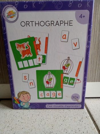 Boîte de jeu, apprentissage Écriture, orthographe des mots, dès 4 ans, lettres