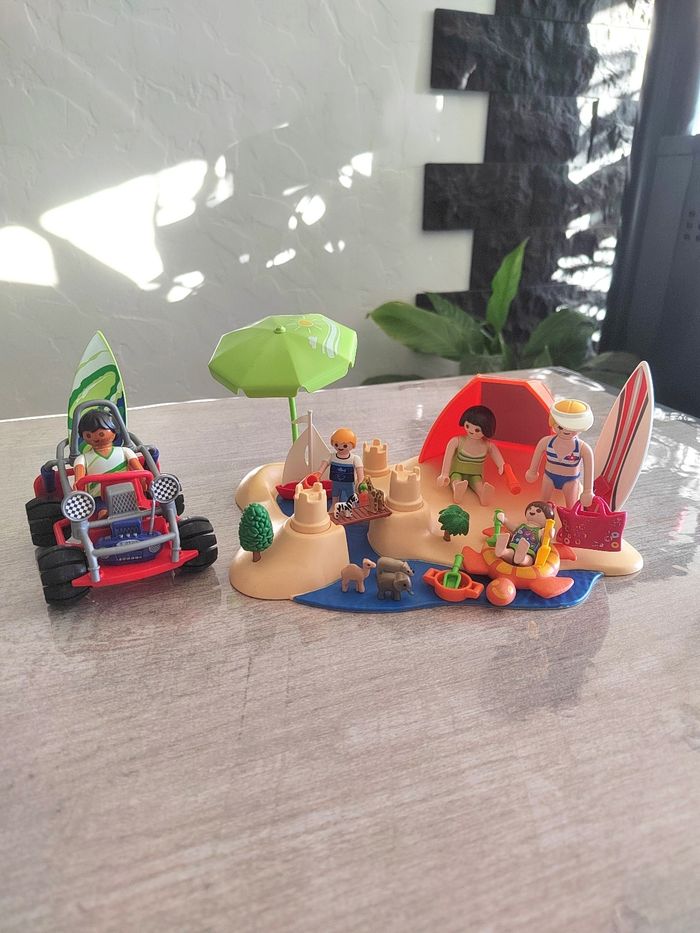Île playmobil à la plage avec buggy en très bon état
