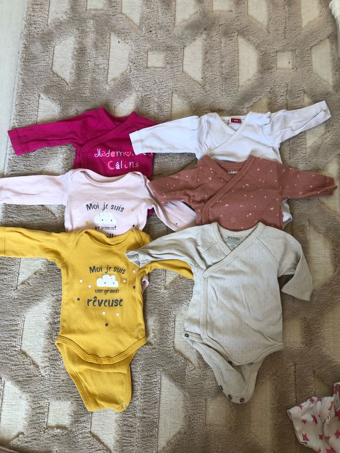 Lot de 6 body manche longue 1 mois