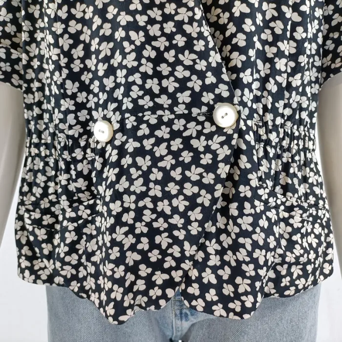 Ensemble vintage fleuri Paris 100 % viscose, jupe midi et veste boutonnée Betty Barclay 42 A1134 - photo numéro 5