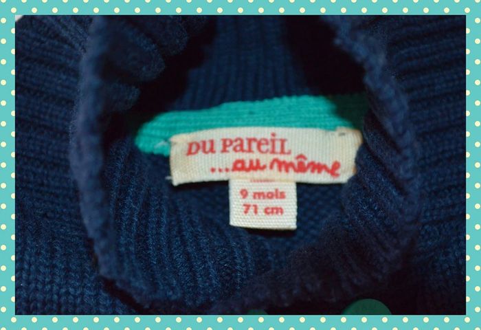 pull a col Du Pareil au Même marine taille 9-12 mois / 74 cm - photo numéro 3