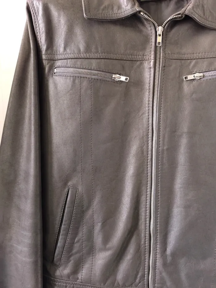 Veste en cuir marron homme L celio. Mise 3 fois. - photo numéro 2