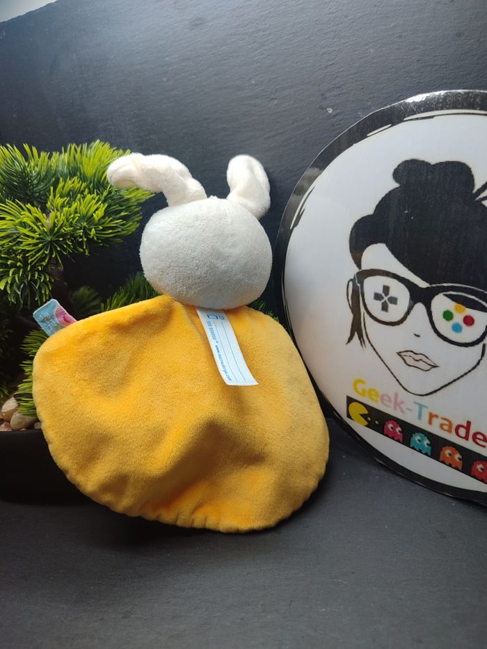 doudou lapin sucre d'orge petit orange jaune blanc feuille gris - photo numéro 2