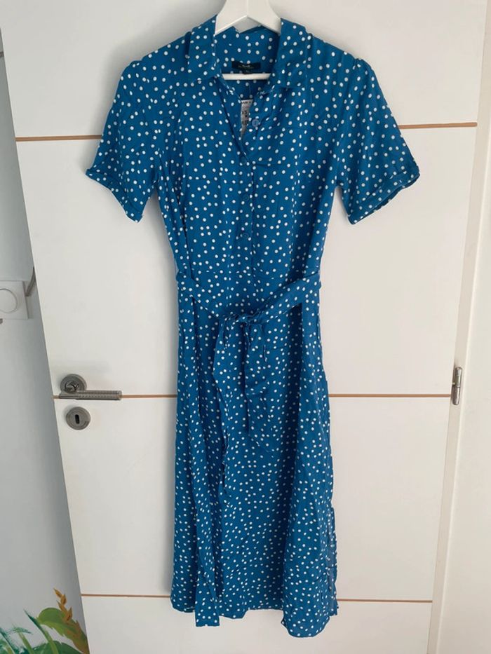 Robe longue bleue à pois blancs 34 Kiabi - photo numéro 3