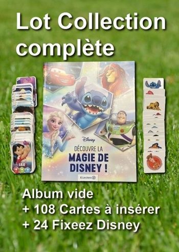 Lot Collection complète Album vide + 108 Cartes à insérer + 24 Fixeez Disney leclerc 2025