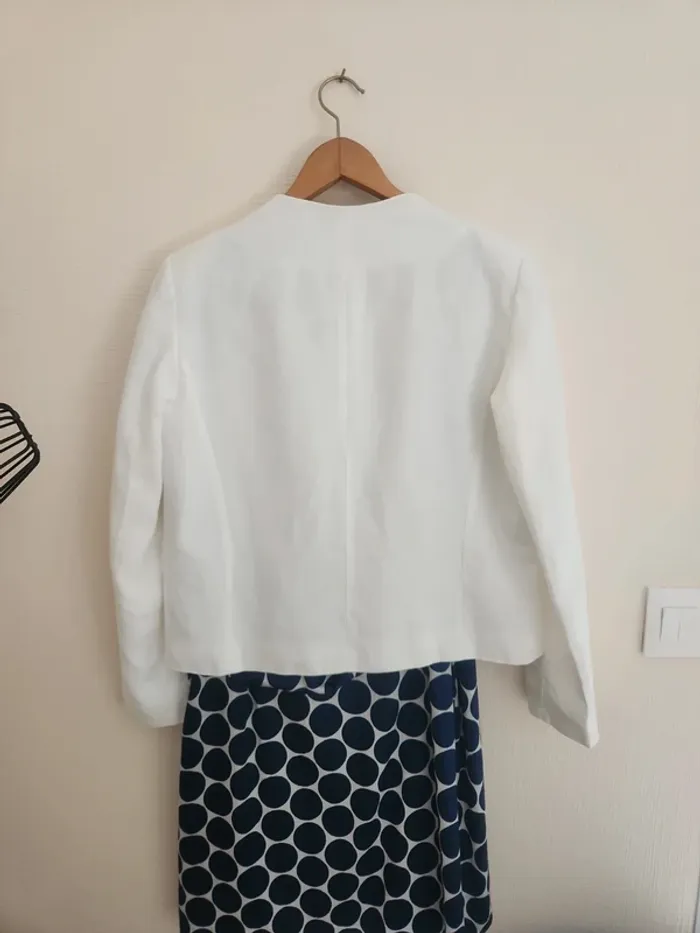 Blazer blanc crème en lin chic Caroll 42 - photo numéro 7